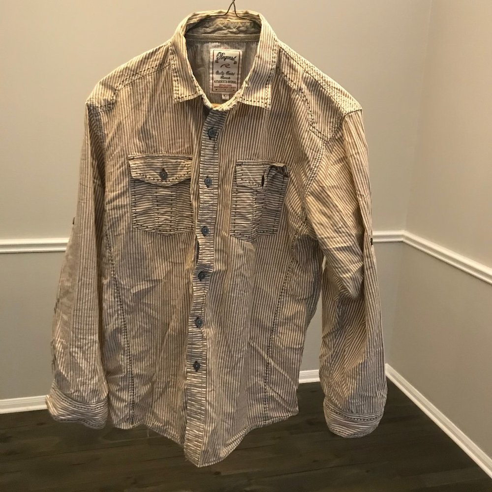 Brown Striped Button Down Long Sleeve Shirt